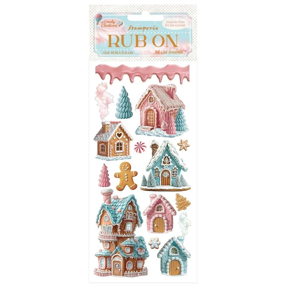 Stamperia Candy Christmas Rub Ons Marzipan Houses