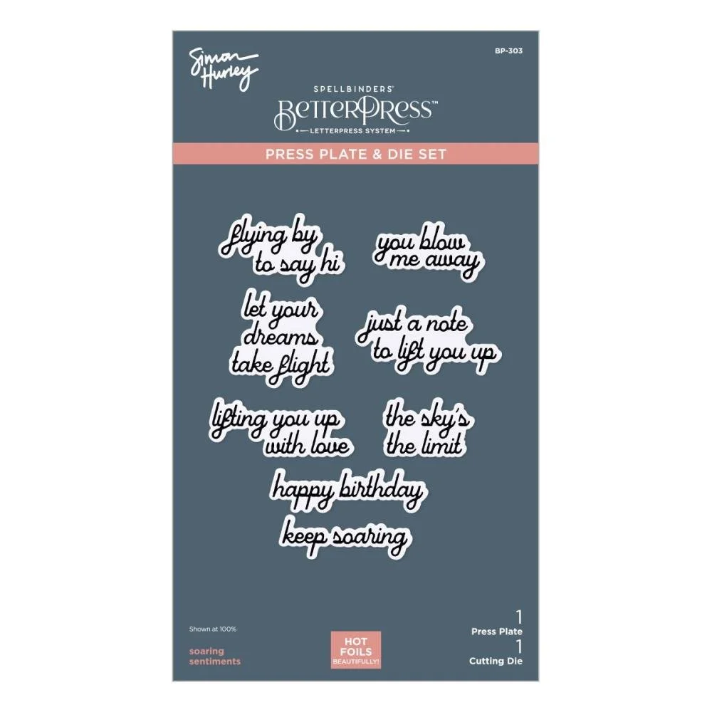 Spellbinders Press Plate & Die Set By Simon Hurley Soaring Sentiments