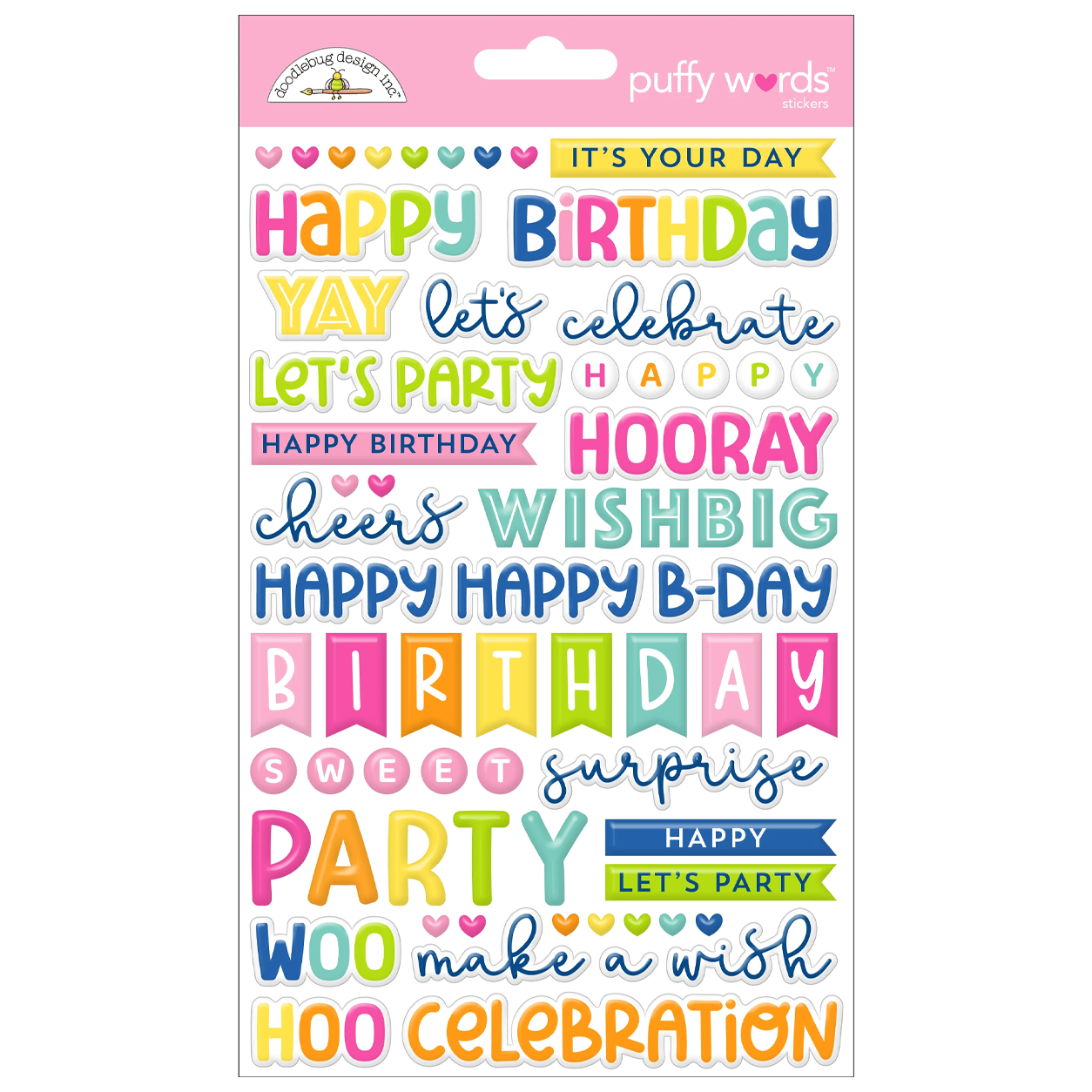 *Pre-Order* Doodlebug Cupcakes & Candles Puffy Words Stickers