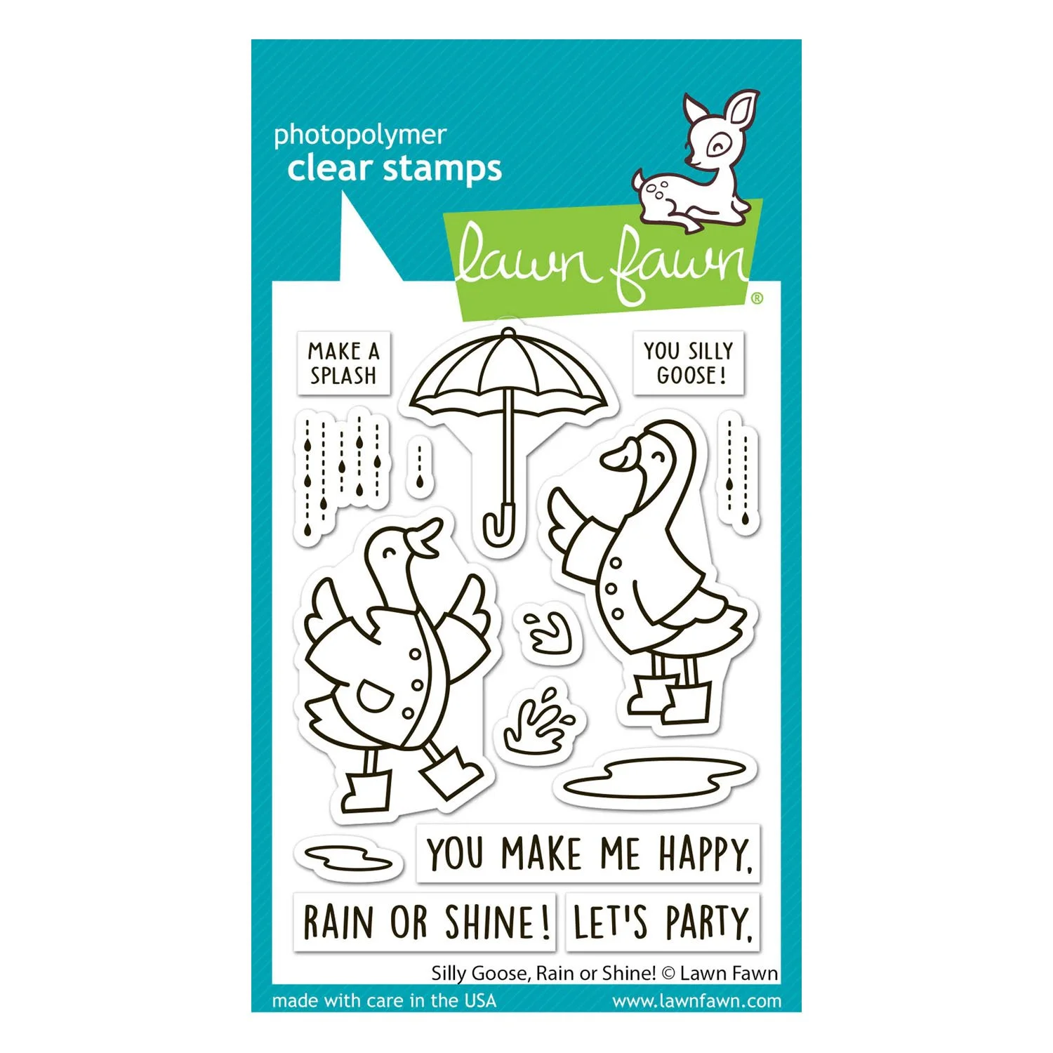 Lawn Fawn Silly Goose Rain or Shine! Clear Stamp
