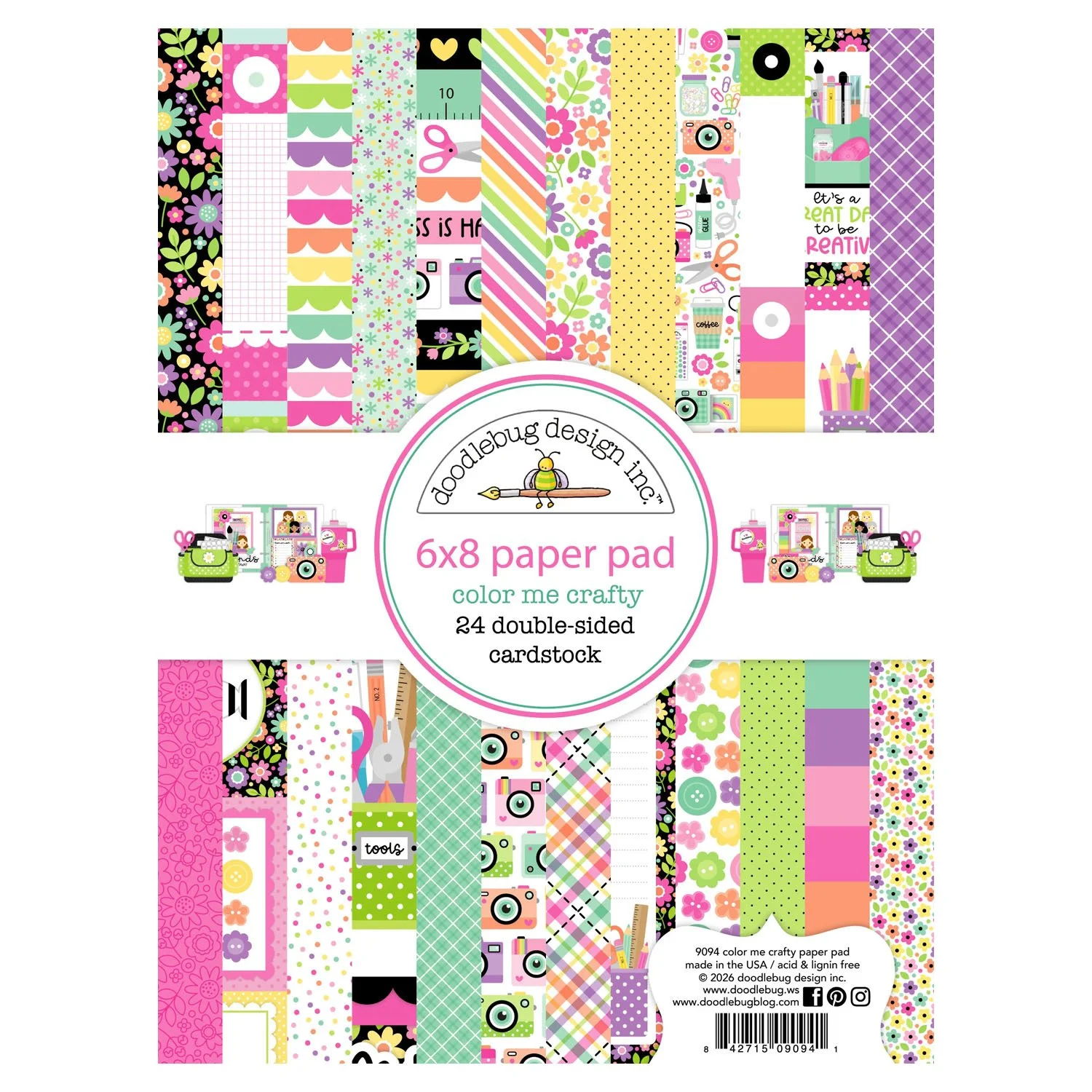 *Pre-Order* Doodlebug Color Me Crafty 6" x 8" Paper Pad