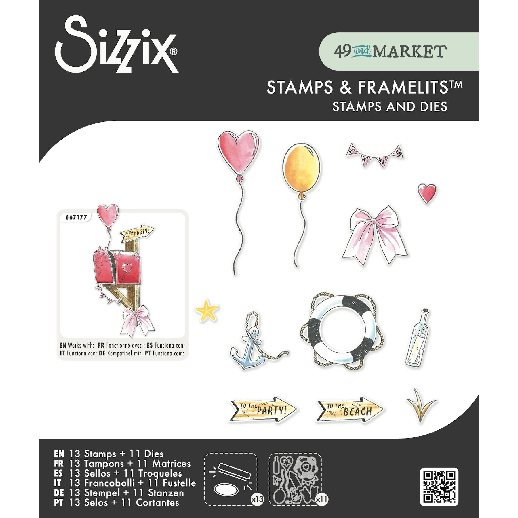 Sizzix and 49 and Market Sweet Drop Clear Stamps Set and Framelits Dies
