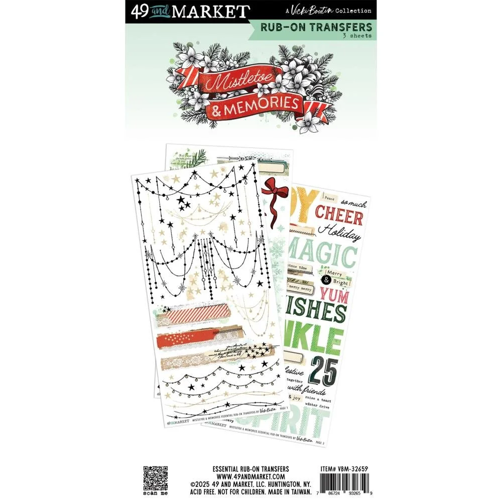 49 & Market Mistletoe & Memories Rub Ons Essentials