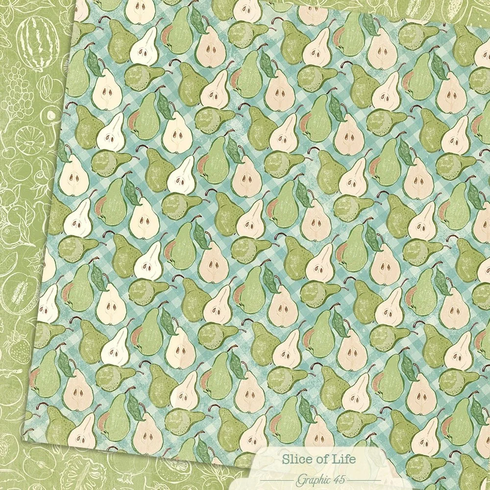 *Pre-Order* Graphic 45 Slice Of Life 12" x 12" Paper Gingham Pears