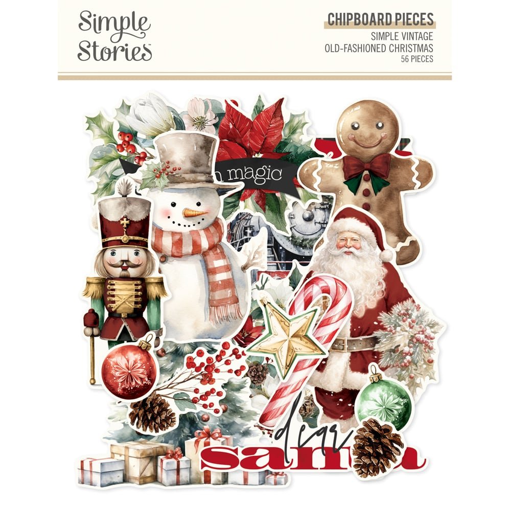 *Pre-Order* Simple Stories Simple Vintage Old Fashioned Christmas Chipboard Pieces