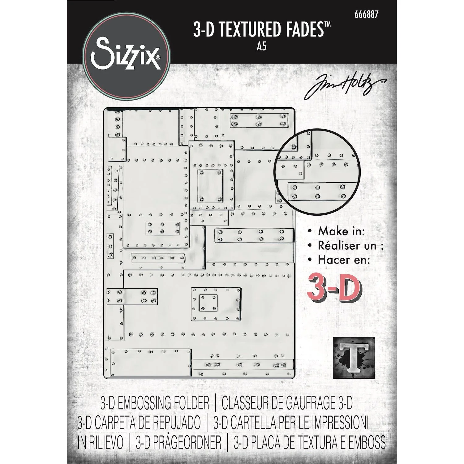Tim Holtz Sizzix 3D Large A5 Embossing Folder Foundry