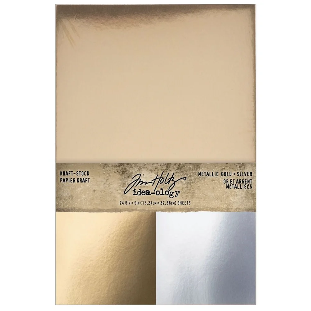 *Pre-Order* Tim Holtz Idea-Ology Christmas Kraft Stock Metallic Gold and Silver