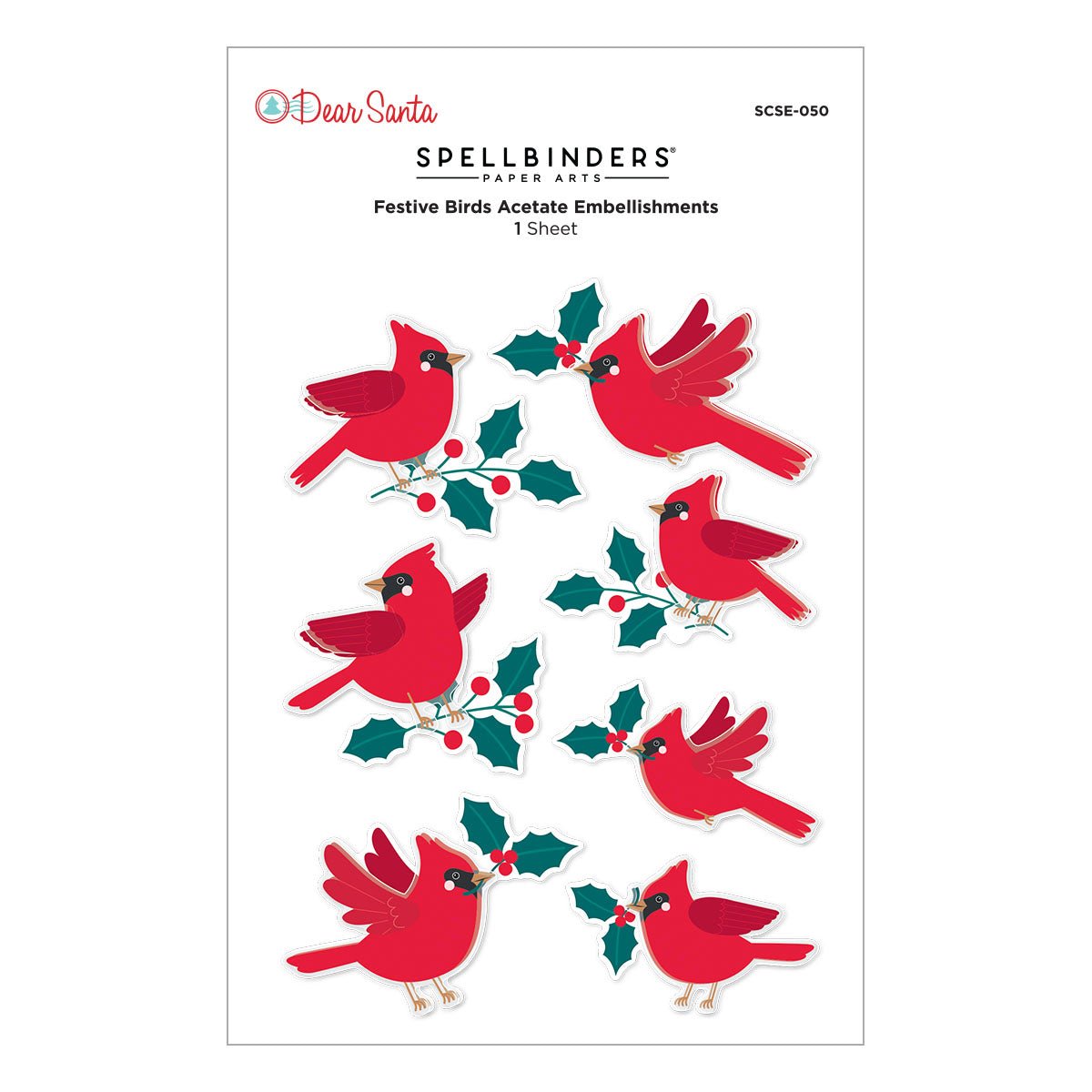 Spellbinders Dear Santa Festive Birds Dimensional Stickers