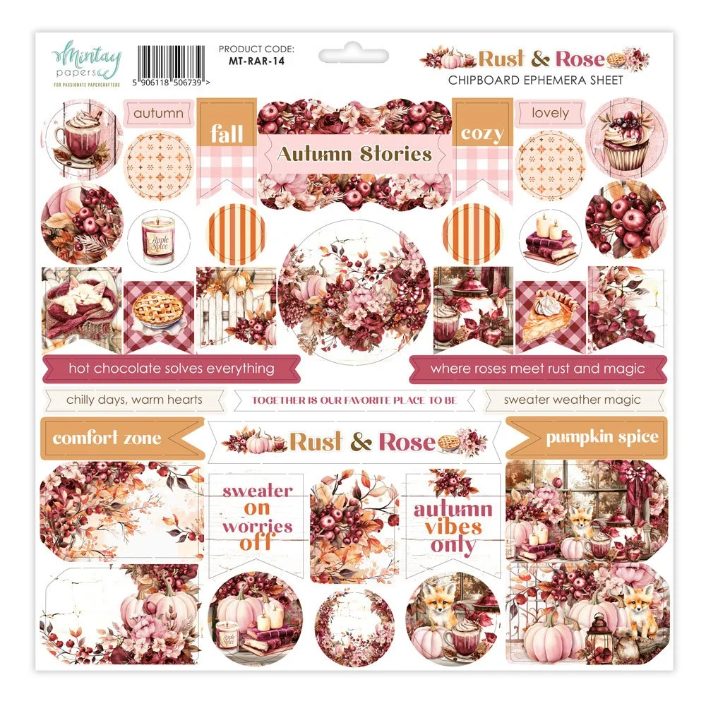 Mintay Rust & Rose Chipboard Ephemera Sheet