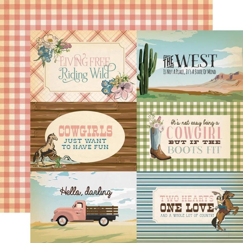 Carta Bella Cowgirl 12" x 12" Paper 6" x 4" Journaling Cards