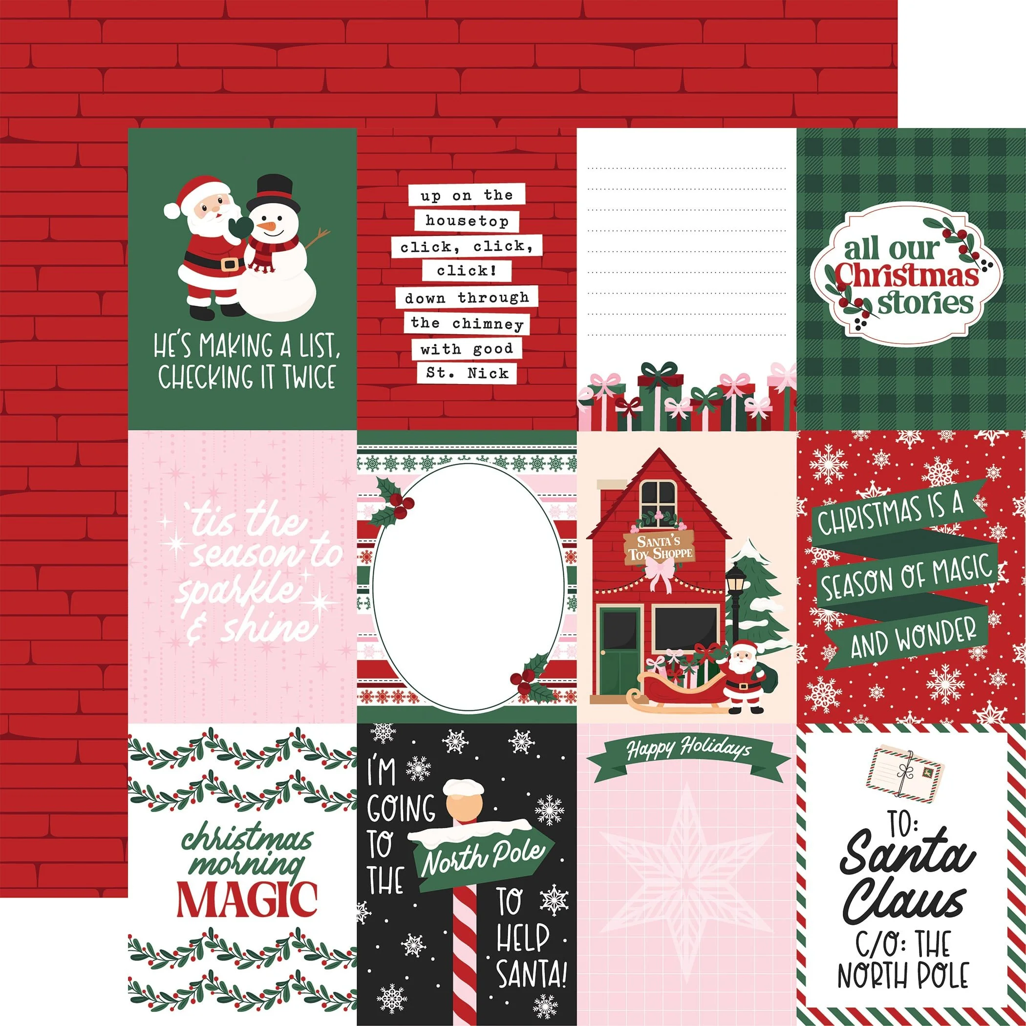 *Pre-Order* Echo Park North Pole Christmas 12" x 12" Paper 3" x 4" Journaling Cards