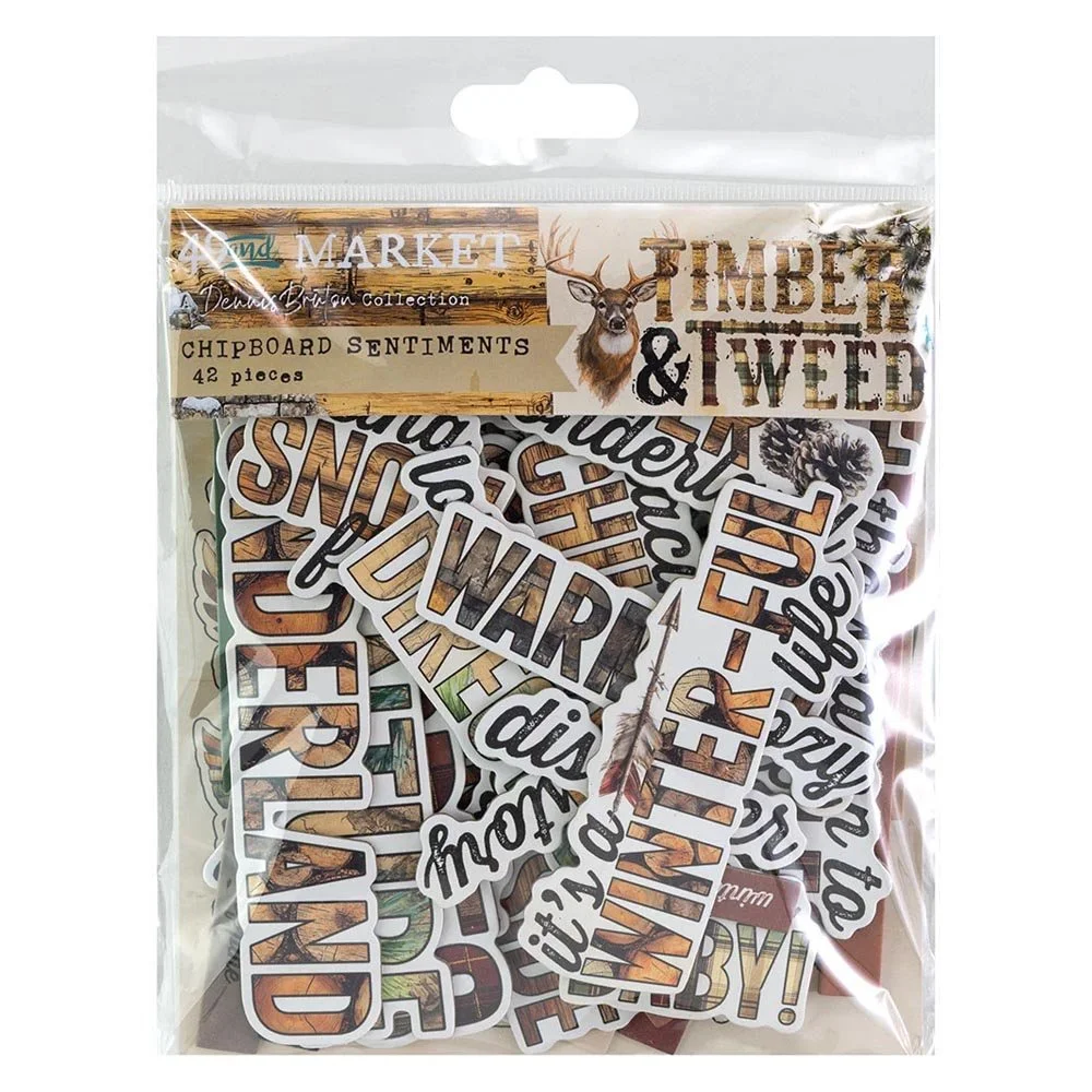 49 & Market Timber & Tweed Chipboard Word Set