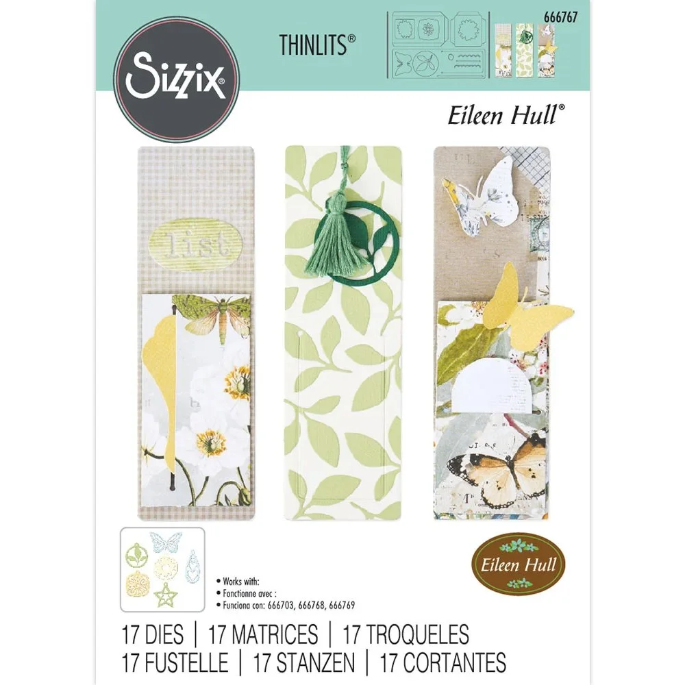Sizzix Eileen Hull Thinlit Dies Bookmark, Pockets And Toppers
