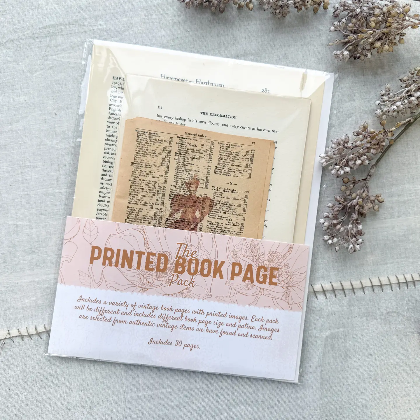 Junk Journal Assorted Printed Book Page Pack