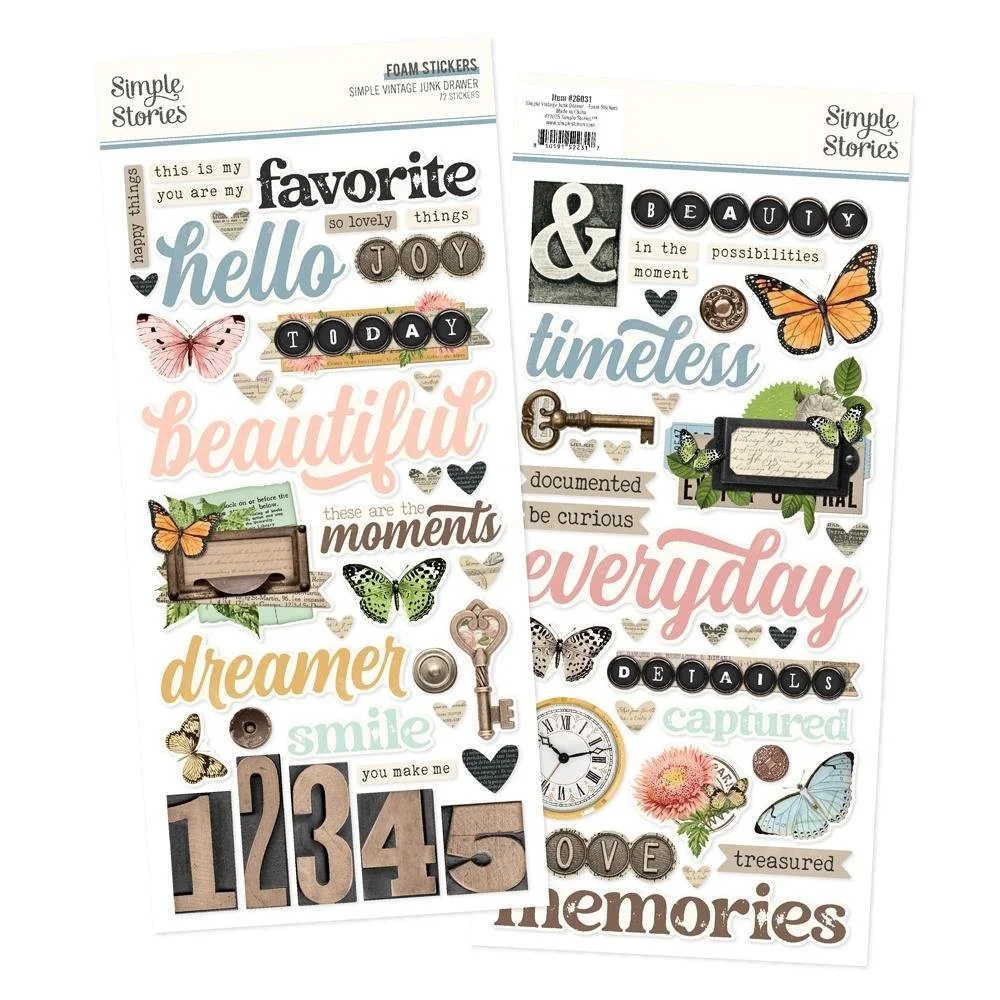 Simple Stories Junk Drawer Foam Stickers
