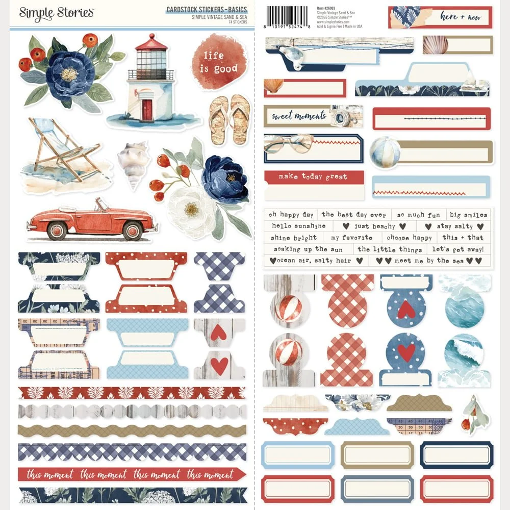 *Pre-Order* Simple Stories Simple Vintage Sand & Sea Basics Stickers