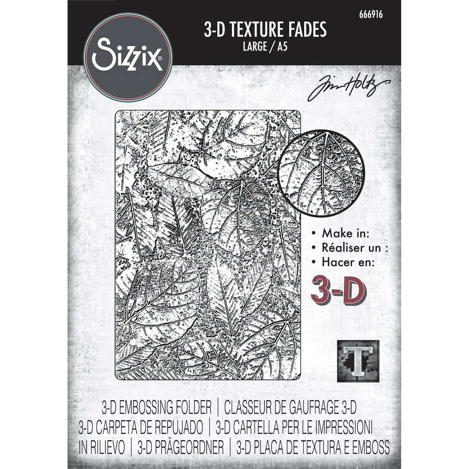 Tim Holtz Sizzix 3D Large A5 Embossing Folder Foliage