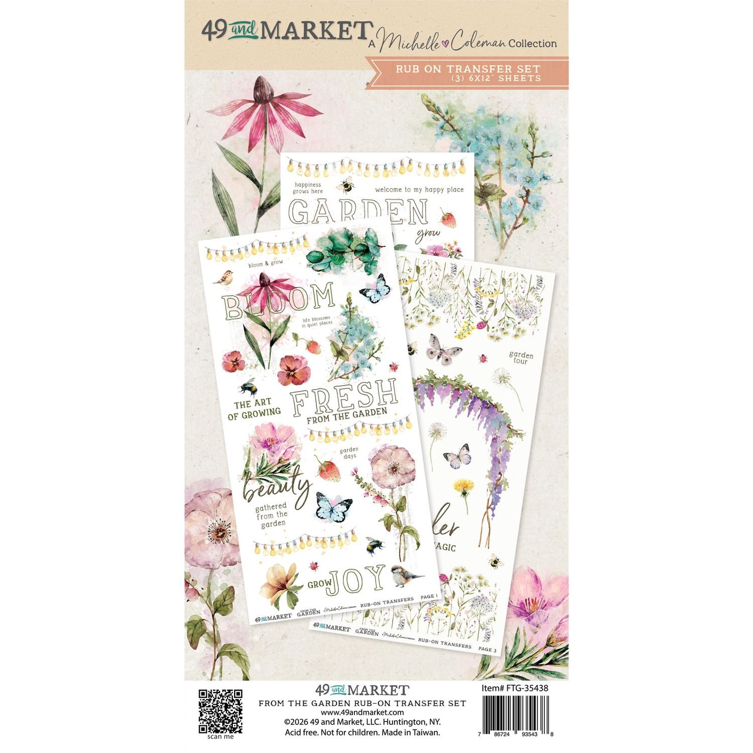 49 & Market From The Garden Rub On Transfers Blendable
