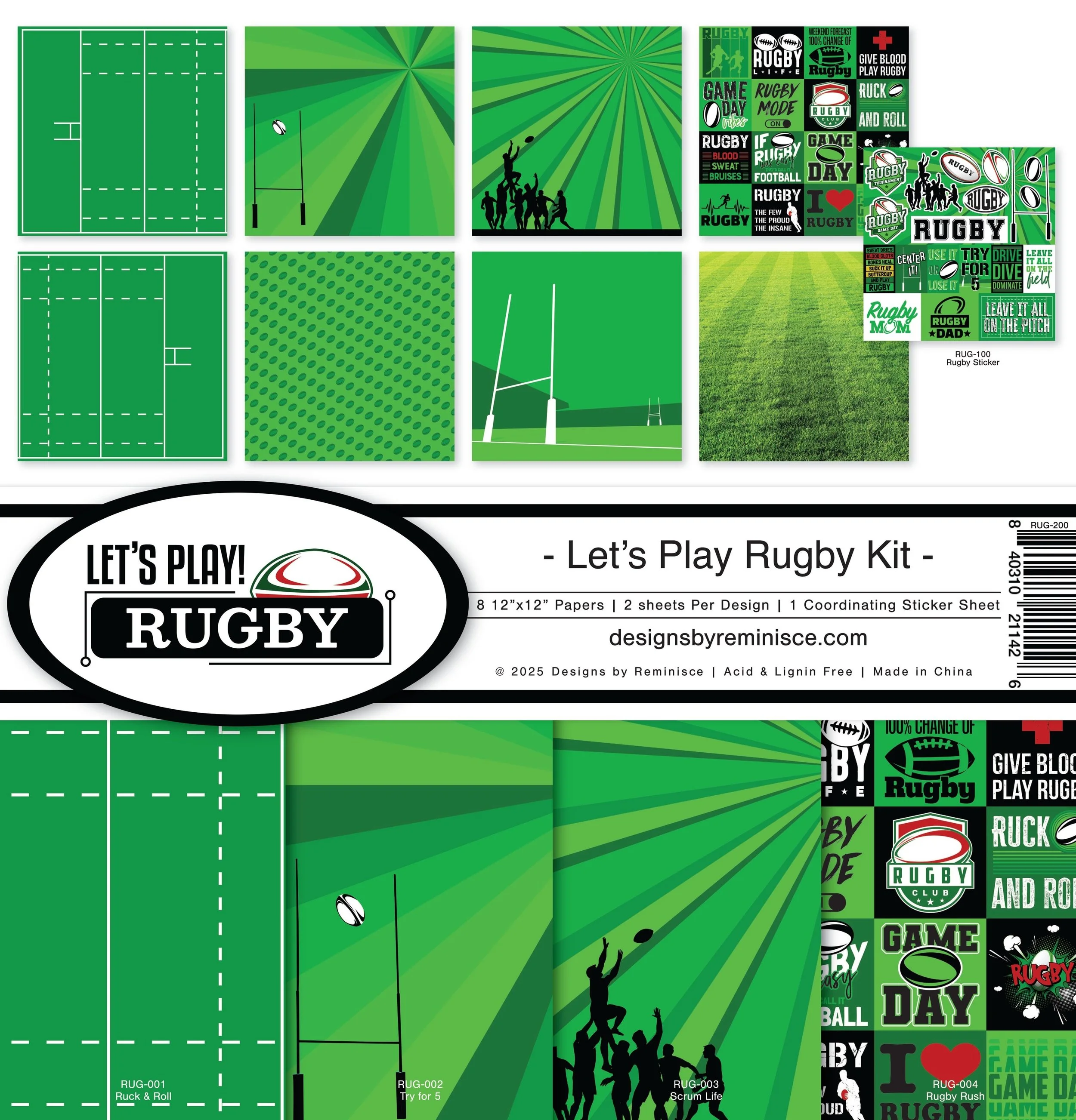 Reminisce Rugby Collection Kit 12" x 12"