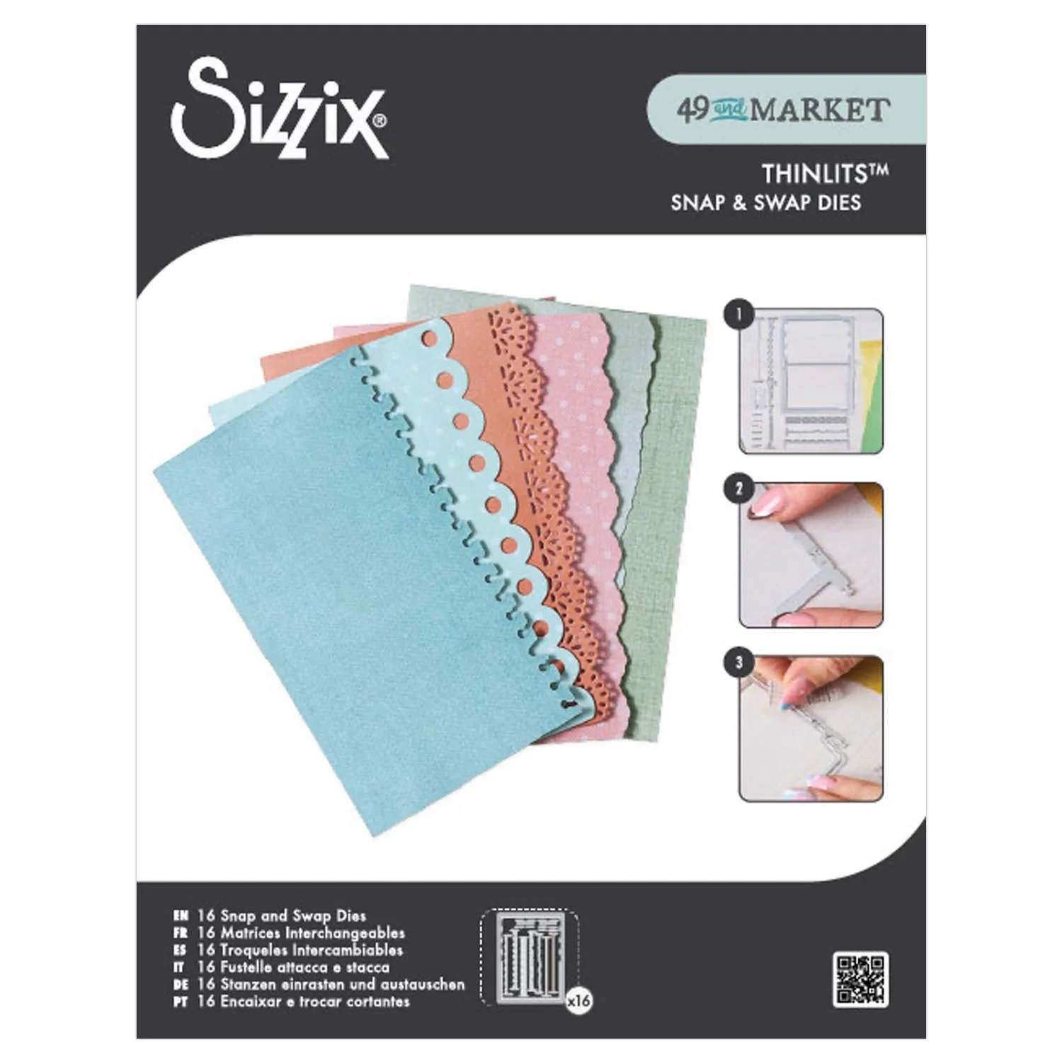 Sizzix 49 & Market Collection Thinlits Dies Snap and Swap Journal Set
