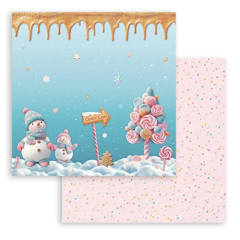 Stamperia Candy Christmas 12" x 12" Paper Snowmen