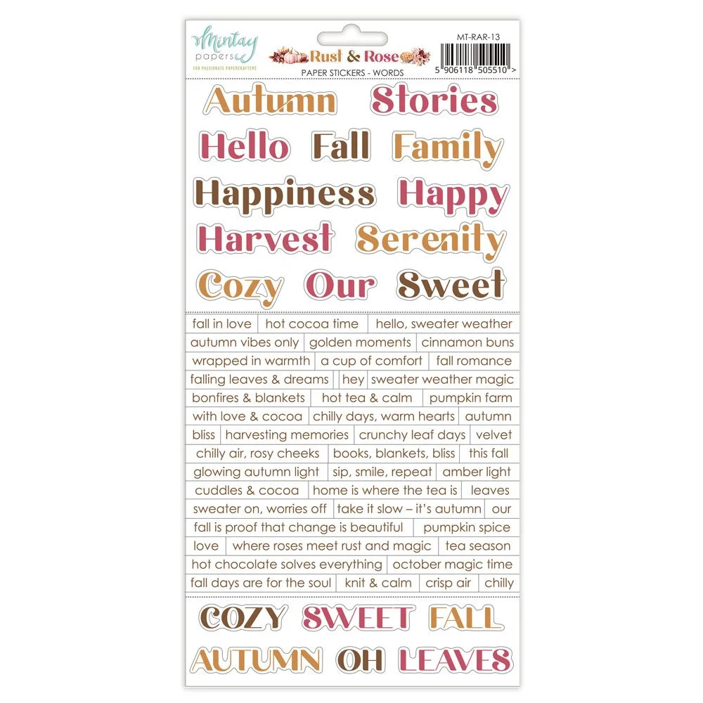 Mintay Rust & Rose 6" x 12" Sticker Words