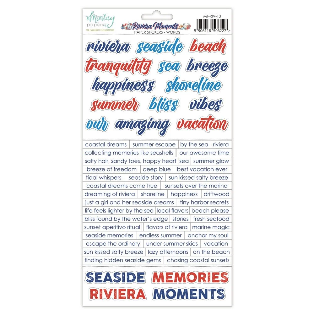 Mintay Riviera Moments 6" x 12" Paper Word Stickers