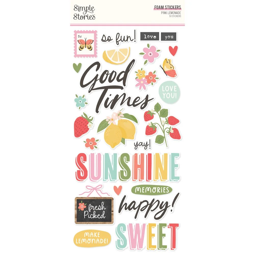 *Pre-Order* Simple Stories Pink Lemonade Foam Stickers