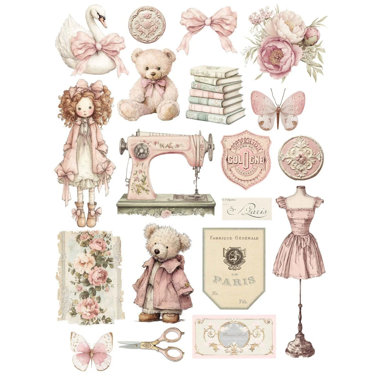 Prima Buttons & Keepsakes by Frank Garcia® A4 Transfer