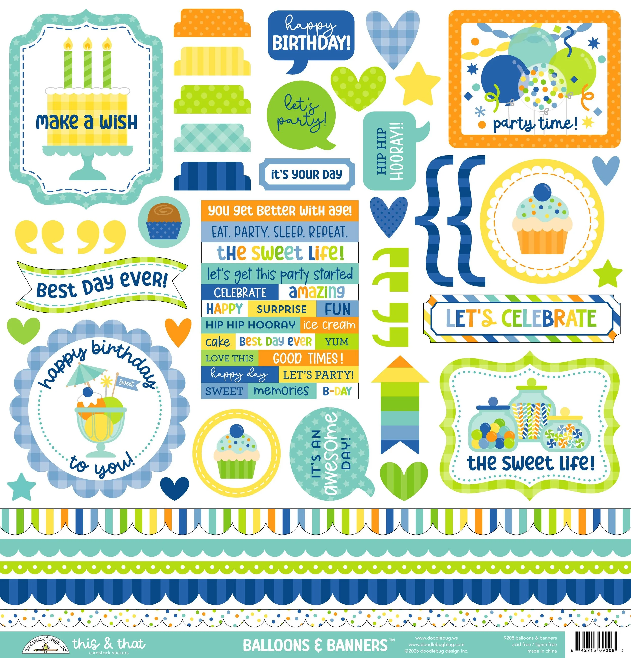 *Pre-Order* Doodlebug Balloons & Banners This & That Stickers