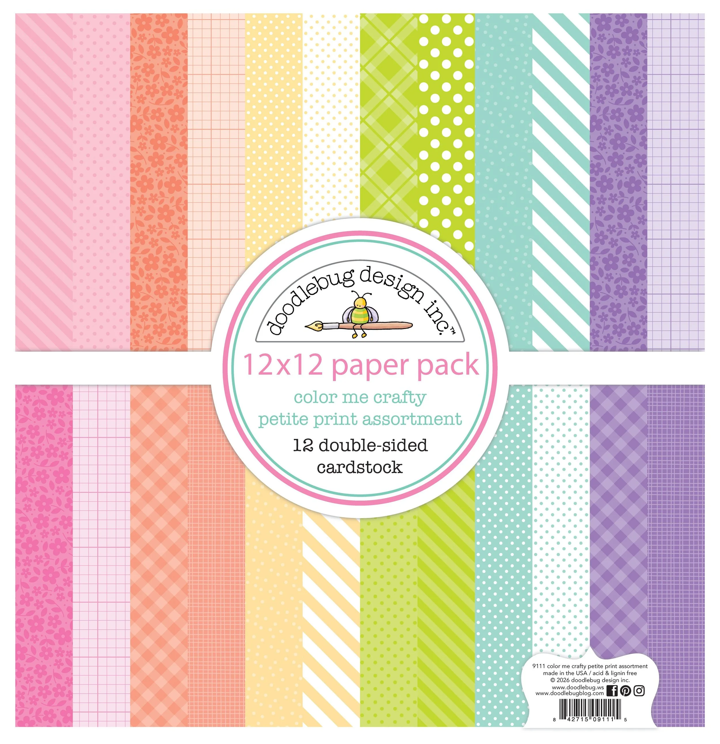 *Pre-Order* Doodlebug Color Me Crafty 12" x 12" Petite Prints