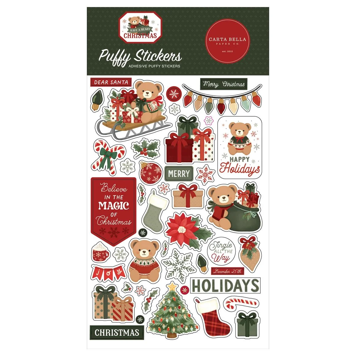 *Pre-Order* Carta Bella Have A Beary Christmas Puffy Stickers