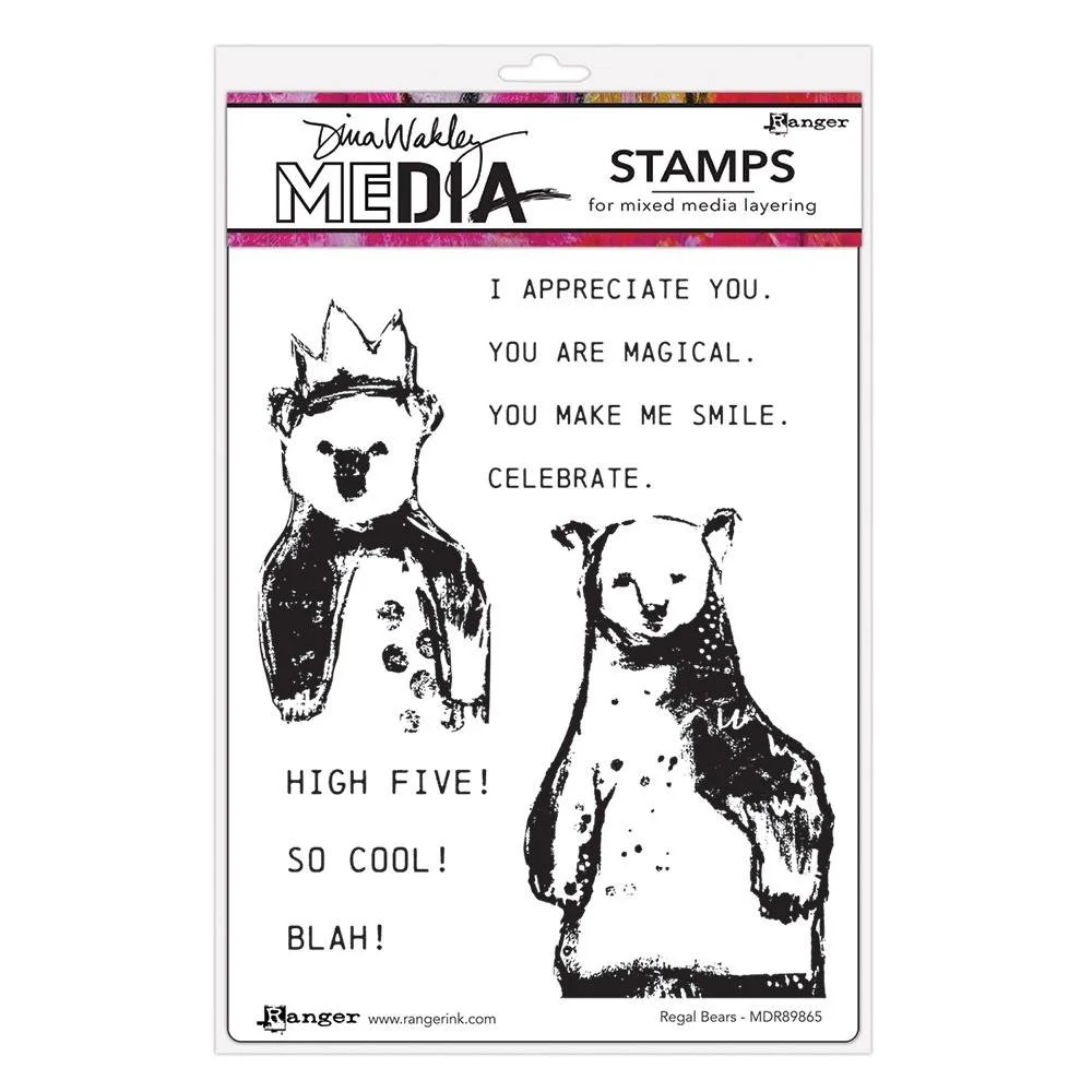 Dina Wakley Media Cling Stamps Regal Bears