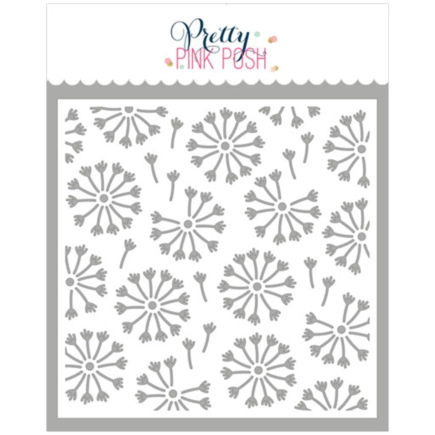 Pretty Pink Posh Dandelion Background Stencil