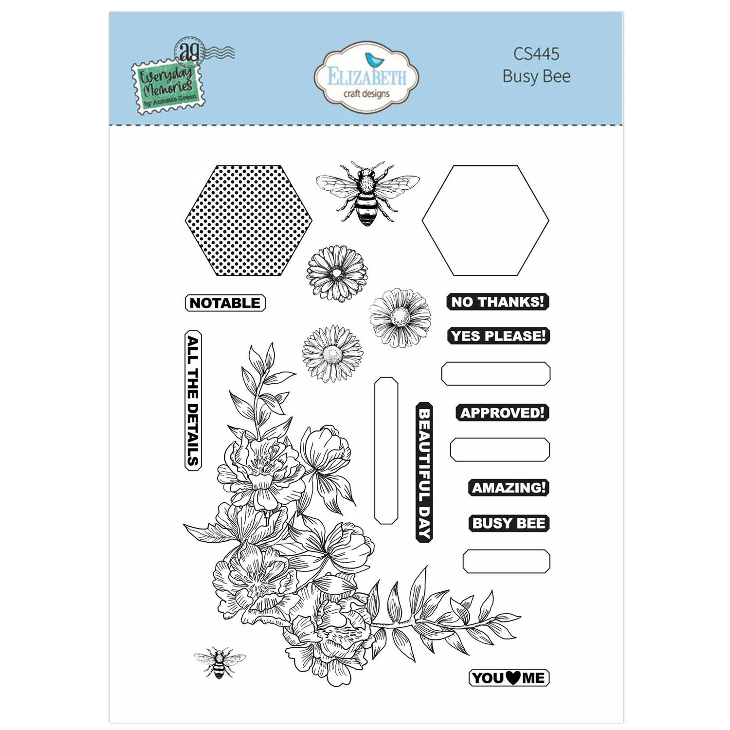Elizabeth Crafts Designs Clear Stamps Busy Bee