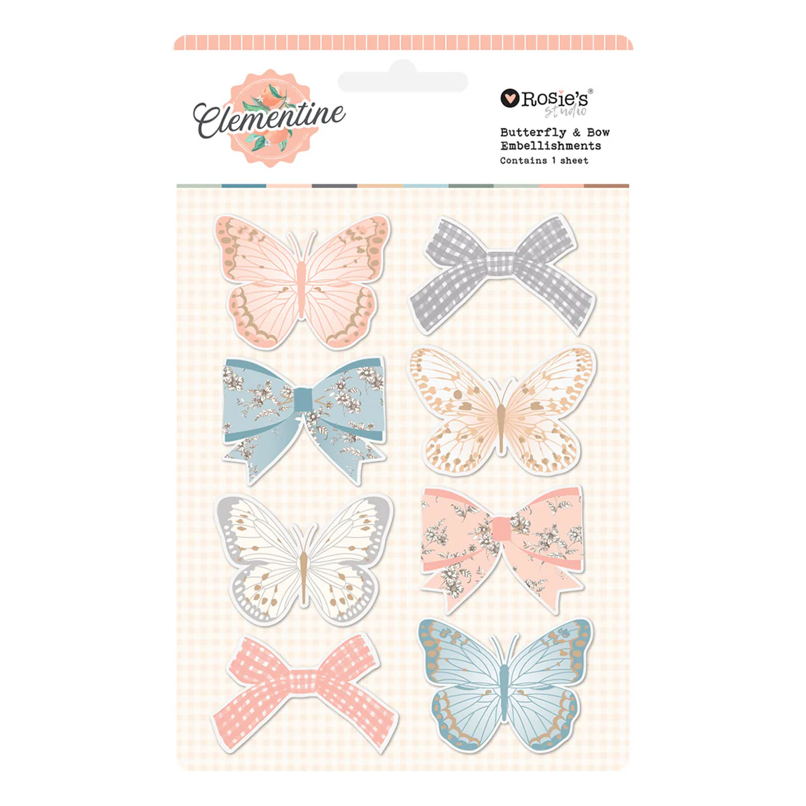 Rosie's Studio Clementine Butterfly & Bow Embellishments