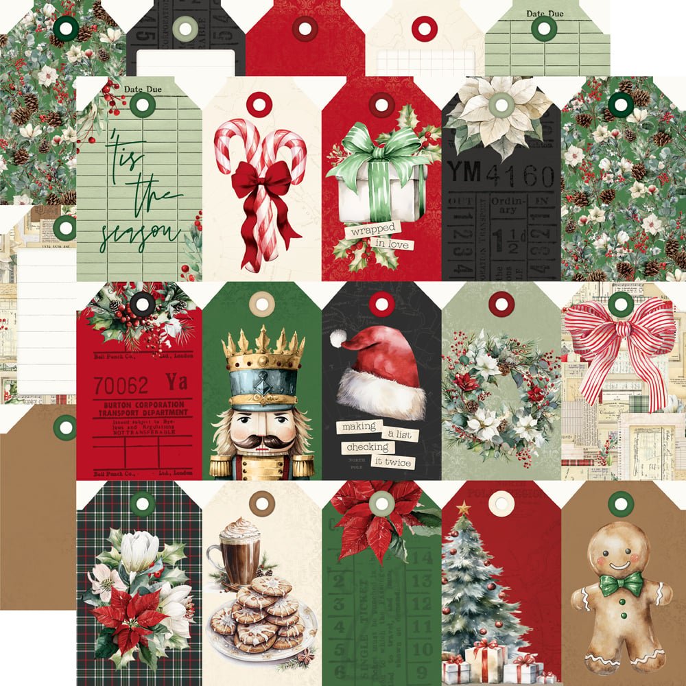 *Pre-Order* Simple Stories Simple Vintage Old Fashioned Christmas 12" x 12" Paper Tag Elements