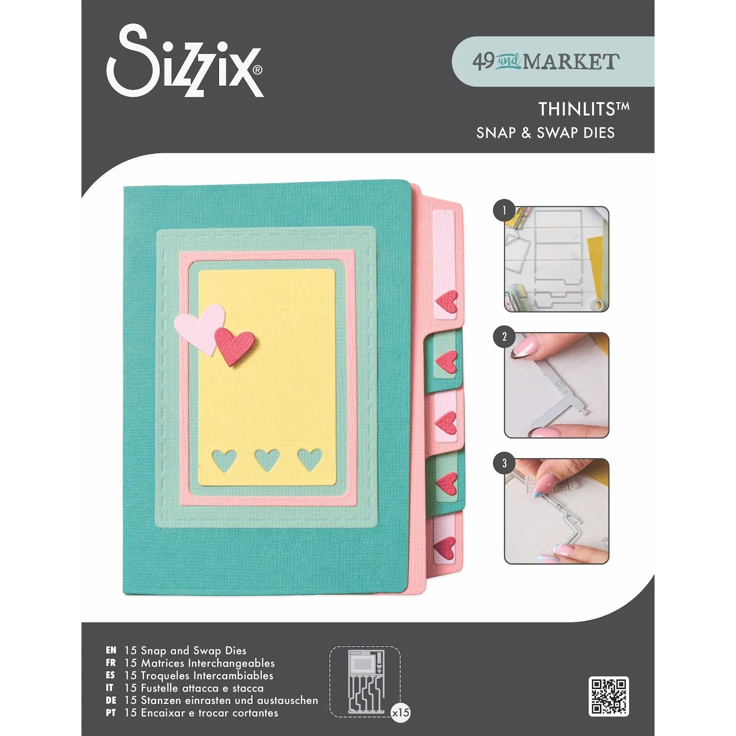 Sizzix Thinlits Set 15/Pkg Snap and Swap by 49 and Market File Folders