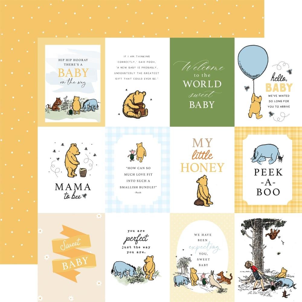 Echo Park Winnie the Pooh Baby 12" x 12" Paper 3" x 4" Journaling Cards