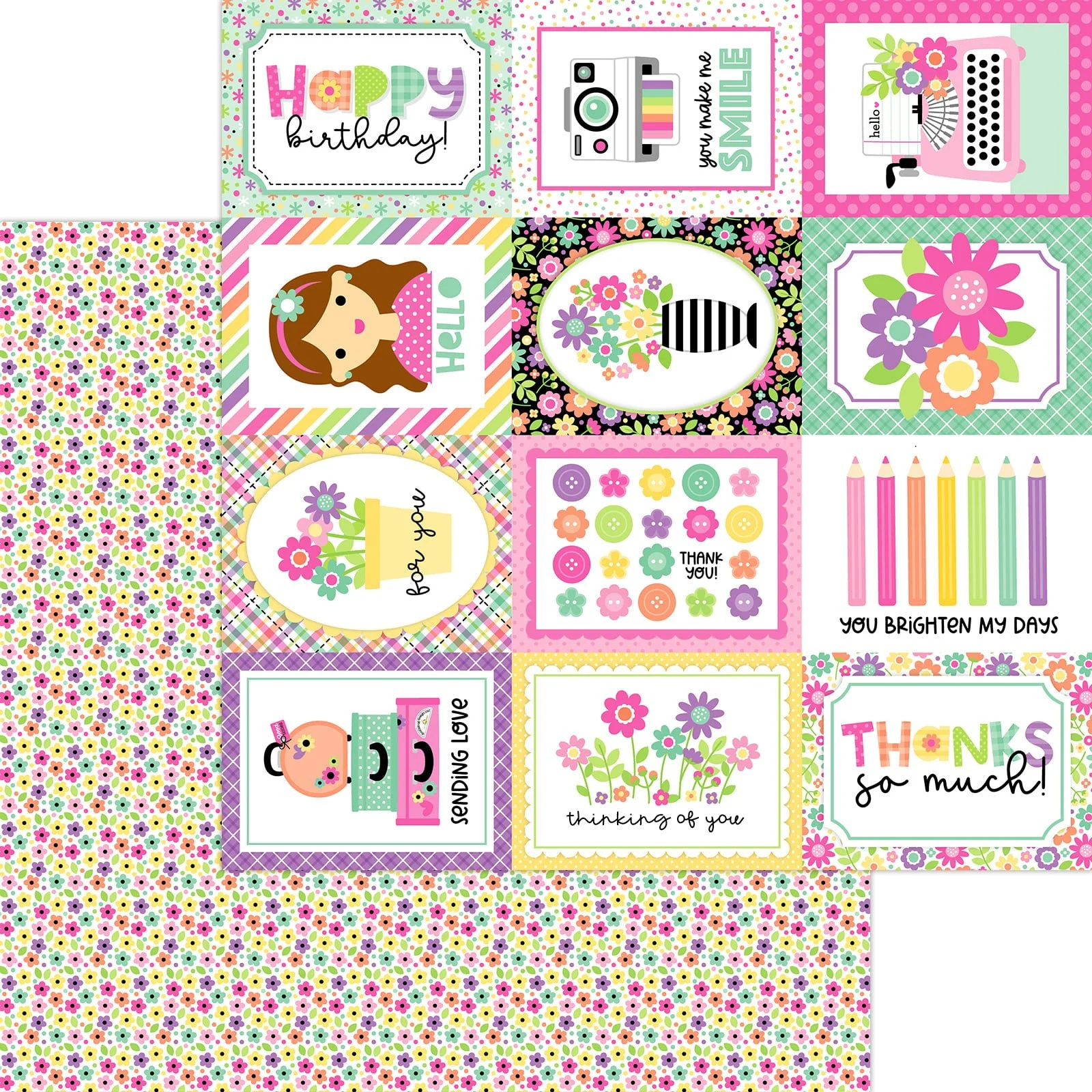 *Pre-Order* Doodlebug Color Me Crafty 12" x 12" Paper Bitty Blossoms