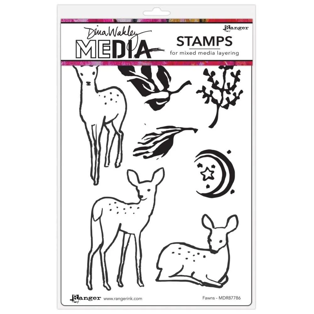 Dina Wakley Media Cling Stamps Fawns