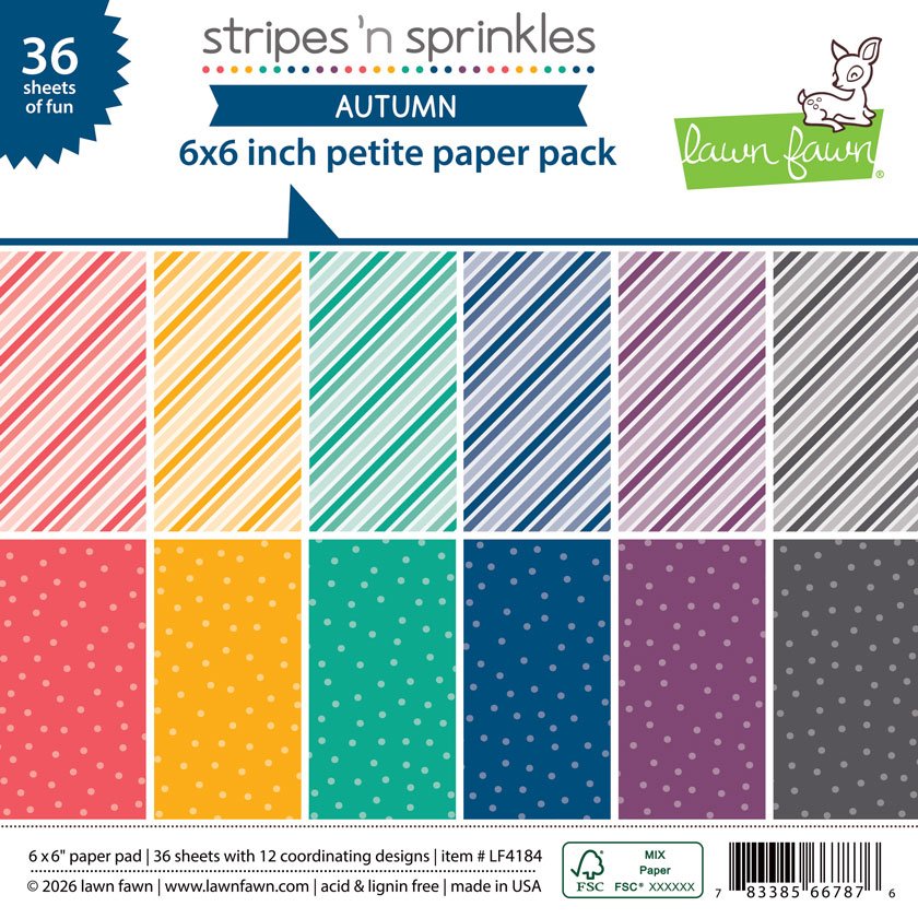 Lawn Fawn stripes 'n sprinkles autumn petite paper pack