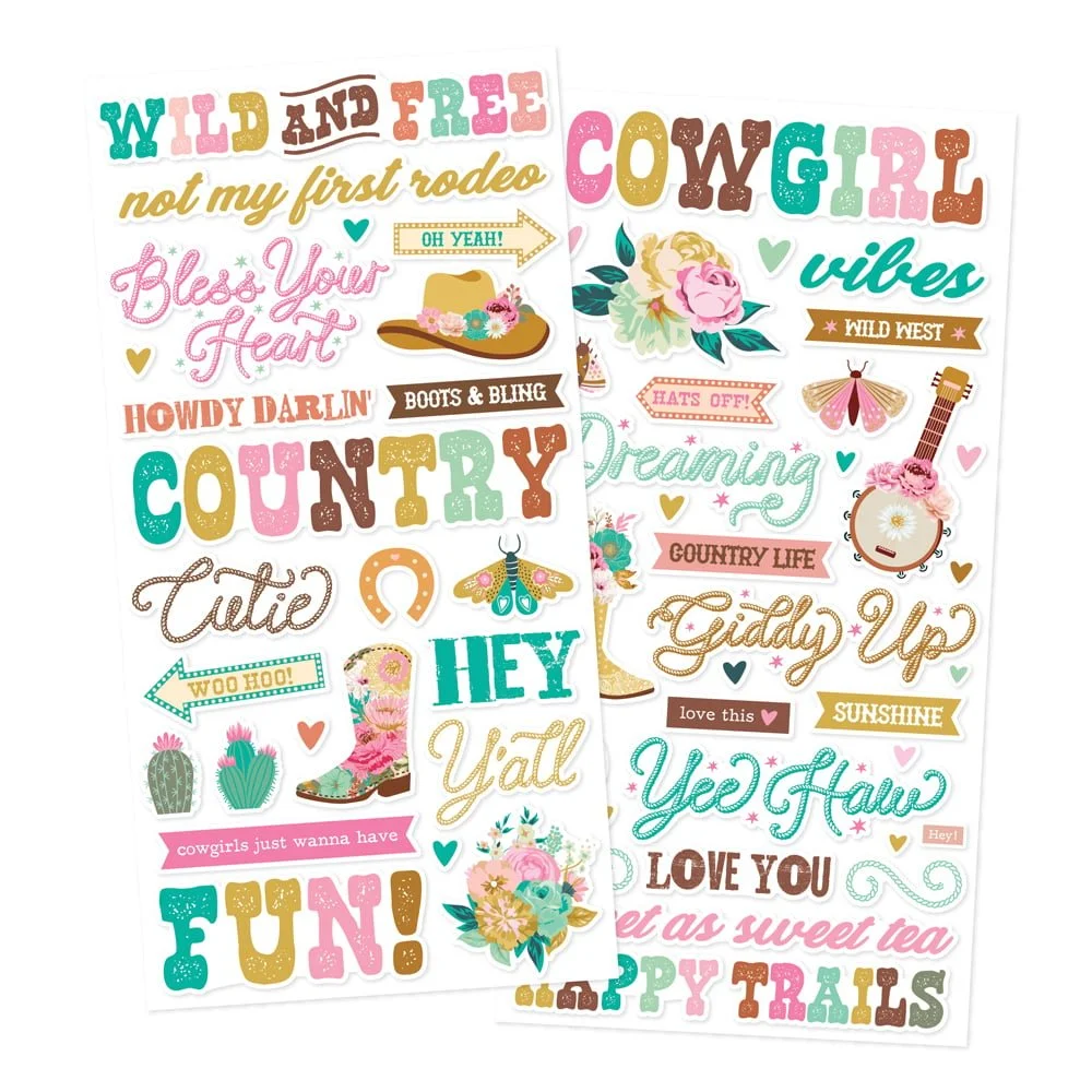 *Pre-Order* Simple Stories Country Roads Cowgirl Foam Stickers