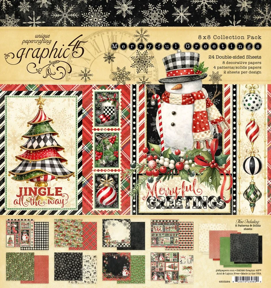 *Pre-Order* Graphic 45 Merry-ful Greetings 8" x 8" Paper Pad