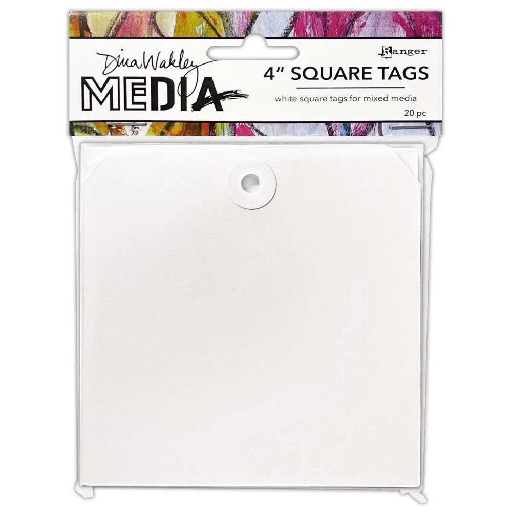 Dina Wakley MEdia Square Tags With Reinforced Holes 4"