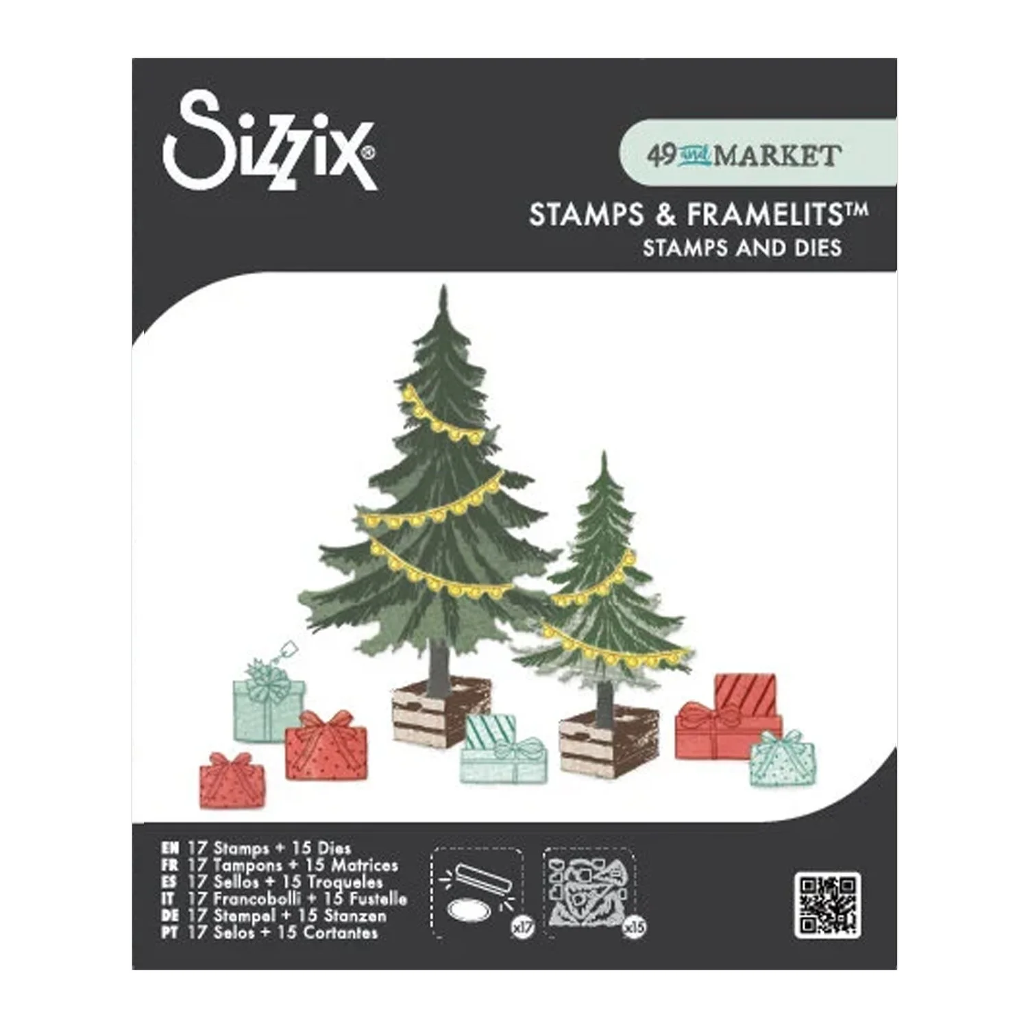 Sizzix Framelits Die & Stamp Set By 49 And Market Trees And Trinkets