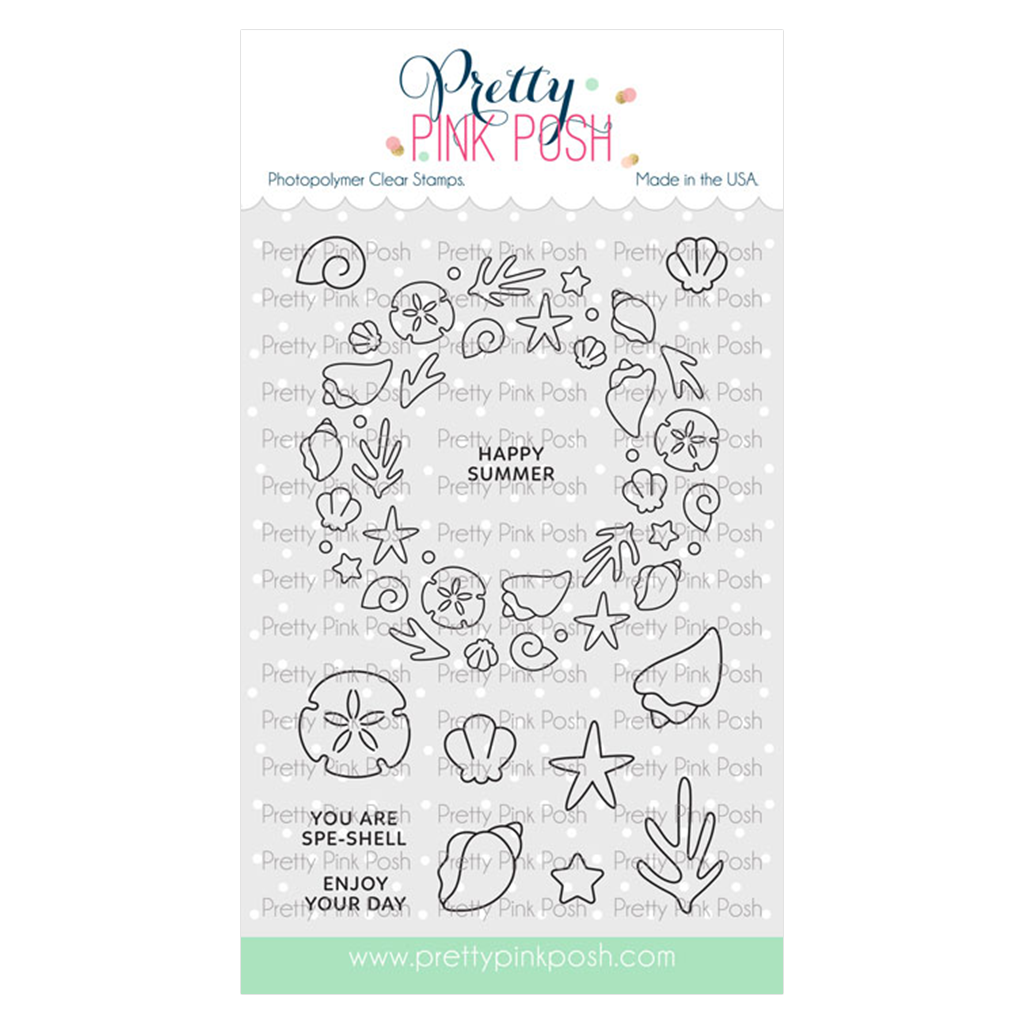 Pretty Pink Posh Seashell Wreath Stamp