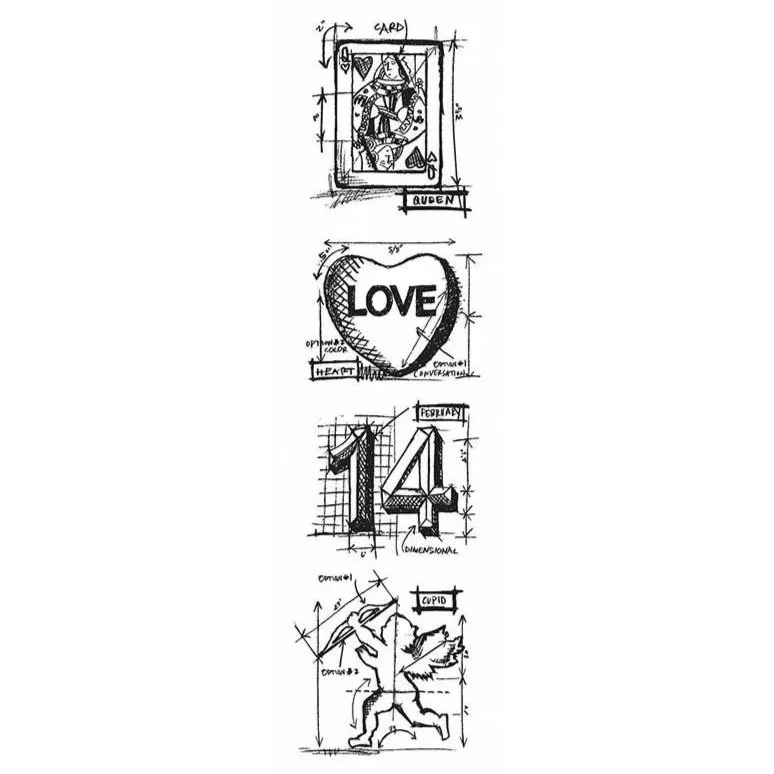 Tim Holtz Mini Blueprints Strip Cling Stamps Valentine