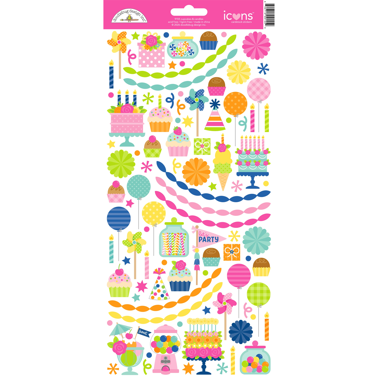 *Pre-Order* Doodlebug Cupcakes & Candles Icons Stickers