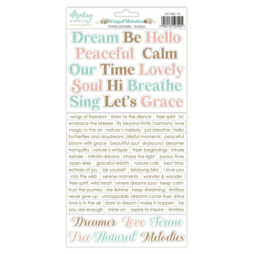 Mintay Winged Melodies 6" x 12" Word Stickers